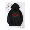 Bidebuvar Yılbaşı Merry Christmas Baskılı Oversize Kapüşonlu Sweatshirt Hoodie - Siyah