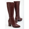 Bidebuvar YSN-4422 Bordo Cilt Topuklu Kadın Çizme