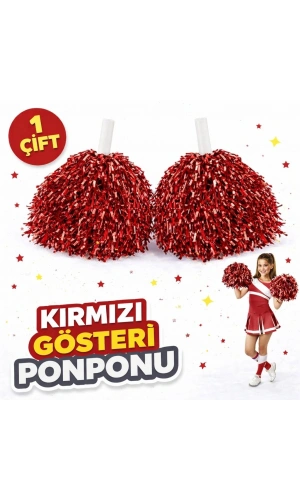 Bidebuvar 1 Çift Kırmızı Okul Gösteri Ponponları Ekstra Dolgun