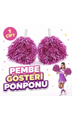 Bidebuvar 1 Çift Pembe Okul Gösteri Ponponları Ekstra Dolgun
