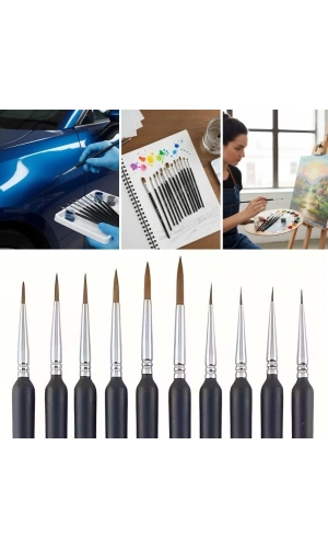 Bidebuvar 10 Adet Hobi ve Araba İnce Detay Rötuş Fırça Seti