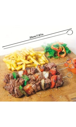Bidebuvar 10lu Paslanmaz Çelik Şiş Seti (20 cm) - Airfryer & Mangal