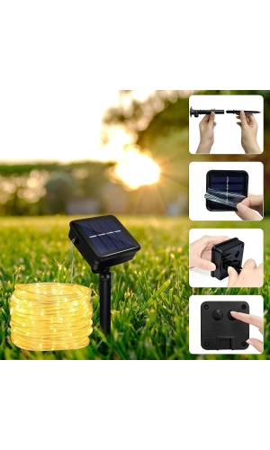 Bidebuvar 10 Metre Güneş Enerjili Hortum LED Işık