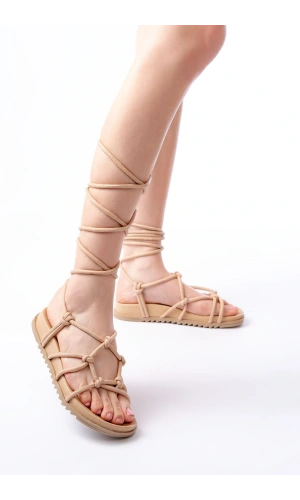 Bidebuvar 1001-1001 Nut Bilekten Bağcıklı Kadın Sandalet