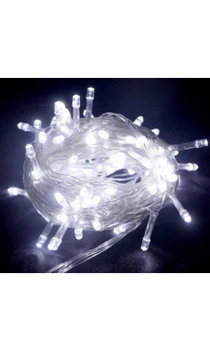 Bidebuvar 10m 100 Led Boncuk Lamba Beyaz Işık Şeffaf Kablo