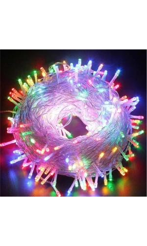 Bidebuvar 10m 100 Led Boncuk Lamba RGB Işık Şeffaf kablo