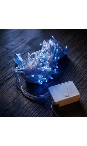 Bidebuvar 10m 100 Led Damla Uçlu Mavi Işık Şeffaf Kablo