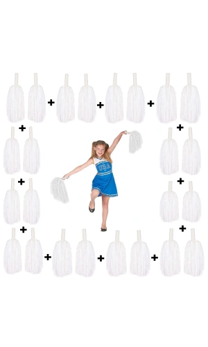 Bidebuvar 12 Çift Beyaz Gösteri Ponponu (24 Adet)