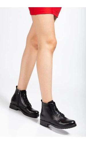 Bidebuvar 165-225 Siyah Yanki Bağcıklı Fermuarlı Günlük Kadın Bot