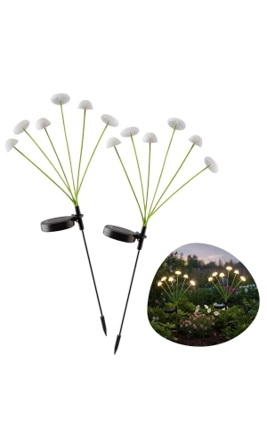 Bidebuvar 2 Adet Plastik Mantar Sensörlü Solar Bahçe Lambası