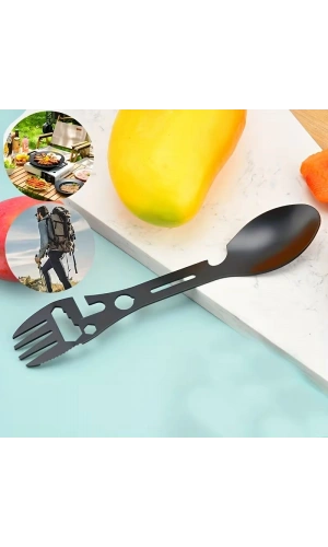 Bidebuvar 2li Paket Taktiksel Spork Kaşık Çatal - 5 Fonksiyonlu - Paslanmaz Çelik