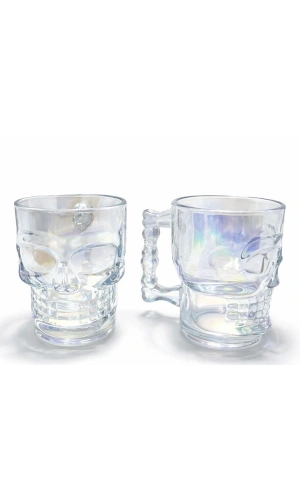 Bidebuvar 2li Şeffaf Cam Kurukafa Kupa Bardak Seti