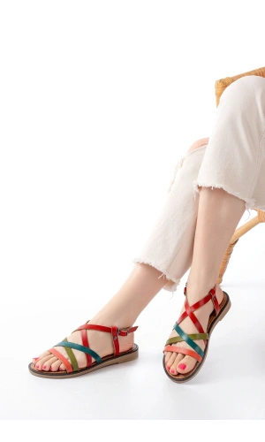 Bidebuvar 205-017 Multi Ortopedik Hakiki Deri Kadın Sandalet