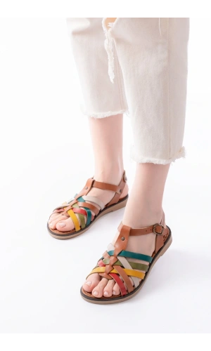 Bidebuvar 205-208 Multi Hakiki Deri Ortopedik Taban Kadın Sandalet