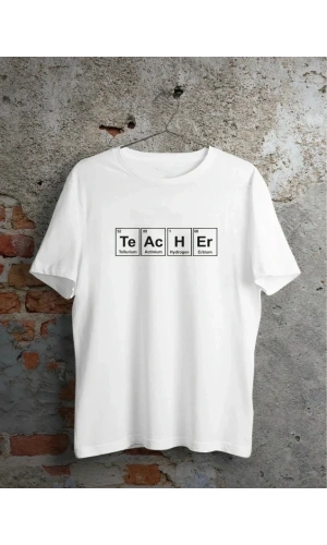 Bidebuvar 24 Kasım Kimya Öğretmeni Hediyesi Baskılı Bisiklet Yaka T-shirt - Beyaz