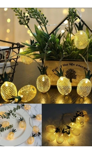 Bidebuvar 2m 10 Led 2 Kademeli Ananas Led Işık Pilli