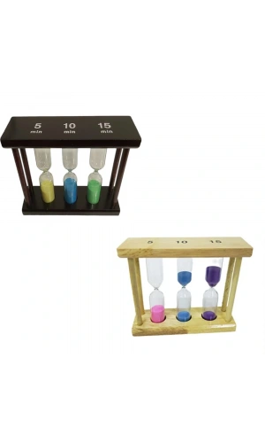 Bidebuvar 3lü Ahşap Kum Saati 5-10-15 Dakikalık