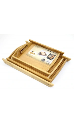 Bidebuvar 3lü Bambu Tepsi Model 2