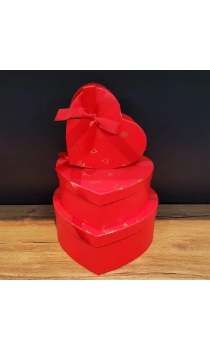Bidebuvar 3lü Kırmızı Kalp Hediye Kutusu
