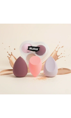 Bidebuvar 3lü Makyaj Süngeri Seti Kalpli Kutu