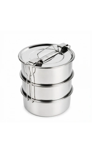 Bidebuvar 3lü Metal Sefer Tası - Paslanmaz Çelik - 16 cm