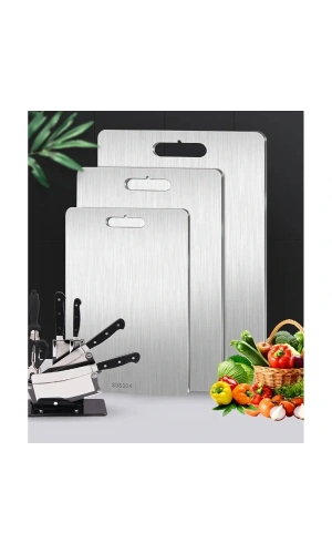 Bidebuvar 3lü Paslanmaz Çelik Kesme Tahtası Seti