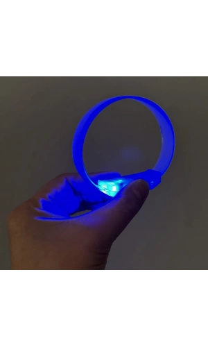 Bidebuvar 3 Modlu Pilli LED Işıklı Esnek Parti Bilekliği Mavi