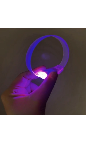 Bidebuvar 3 Modlu Pilli LED Işıklı Esnek Parti Bilekliği Mor