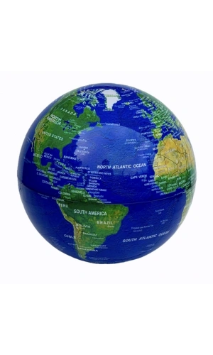 Bidebuvar 360 Derece Dönen LED Işıklı Mavi Dünya Küresi