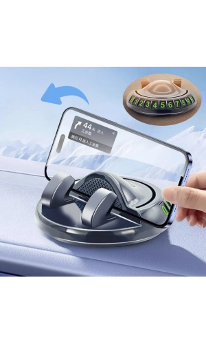 Bidebuvar 360° Dönebilen Yapışkanlı Numaratörlü Araç Telefon Tutucu