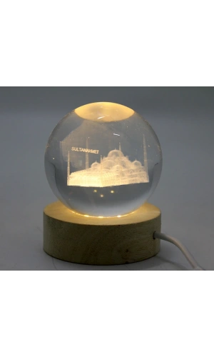 Bidebuvar 3D İstanbul Temalı Kristal Cam Küre Led Lamba Model 1
