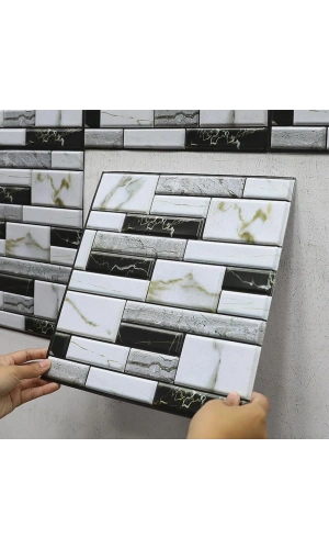 Bidebuvar 3D Mermer Görünümlü Kendinden Yapışkanlı Duvar Sticker