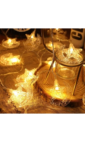 Bidebuvar 3m 20 Led 2 Kademeli Ay Yıldız Pilli LED Işık