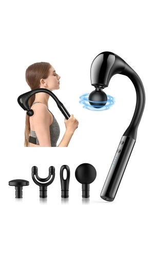 Bidebuvar 4 Başlıklı Uzun Saplı Ergonomik Profesyonel Sporcu Masaj Tabancası