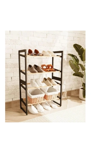 Bidebuvar 4 Katlı Ahşap Ayakkabılık