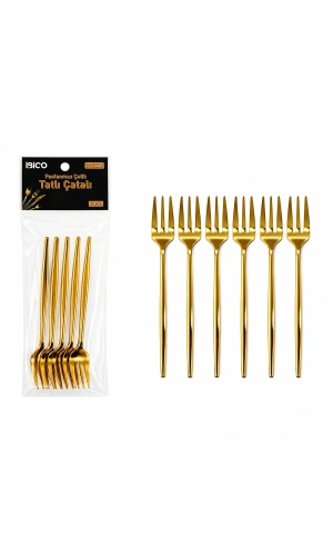 Bidebuvar 6 Parça Tatlı Çatalı Seti - 13 cm - Gold Renk