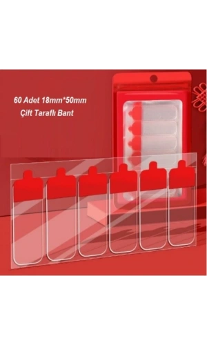 Bidebuvar 60 Parça Kolay Açılır Güçlü Çift Taraflı Bant 18mmx50mm