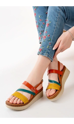 Bidebuvar 730-152 Multi Ortopedik Hakiki Deri Dolgu Kadın Sandalet