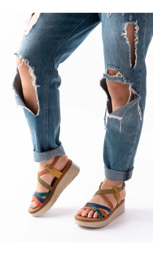 Bidebuvar 730-153 Multi Ortopedik Hakiki Deri Dolgu Kadın Sandalet