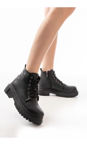 Bidebuvar 812-2129 Siyah Bağcıklı Fermuarlı Günlük Kadın Bot