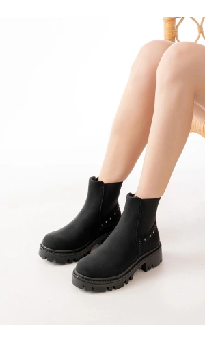 Bidebuvar 868-2005 Siyah Zümrüt Lastikli Günlük Kadın Bot