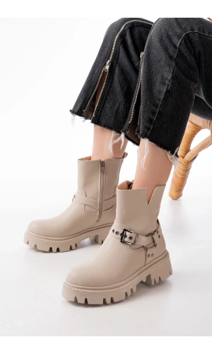 Bidebuvar 868-2015 Bej Fermuarlı Günlük Kadın Bot