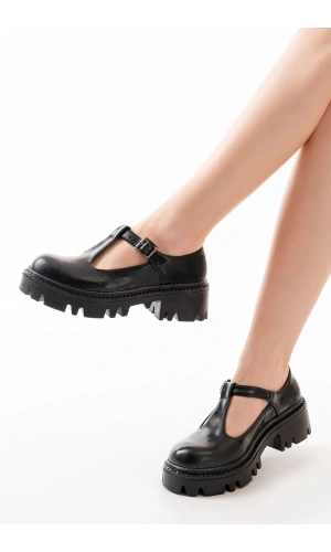 Bidebuvar 868-757 Siyah Rugan Günlük Yüksek Tabanlı Loafer Ayakkabı