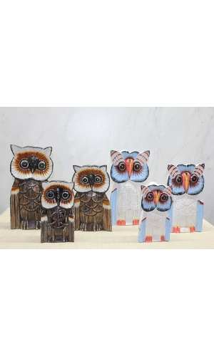 Bidebuvar Ahşap 3lü Baykuş Seti 30 cm