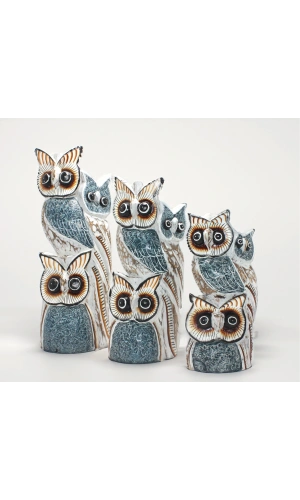 Bidebuvar Ahşap 3lü Baykuş Seti Model 6