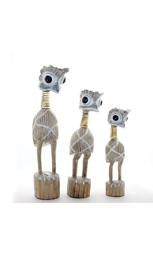 Bidebuvar Ahşap 3lü Emu Kuşu Seti