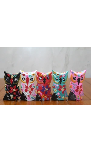 Bidebuvar Ahşap 5li Baykuş Seti Model 1