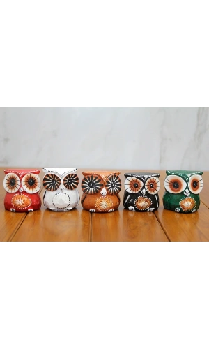 Bidebuvar Ahşap 5li Baykuş Seti Model 3