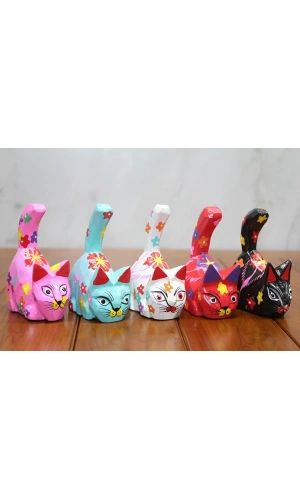 Bidebuvar Ahşap 5li Kedi Seti Model 4