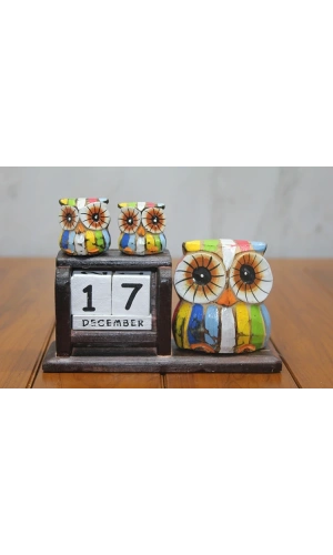 Bidebuvar Ahşap Baykuş Takvim Model 2